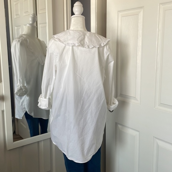 H&M oversized white ruffle button down shirt - Picture 6 of 7